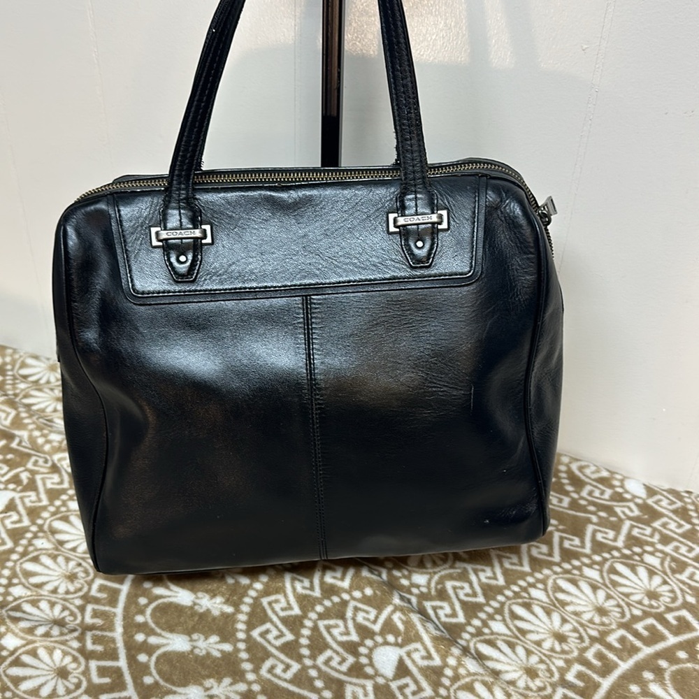 COACH Taylor Bowler Satchel WOOL/LEATHER Black MSRP 498 - Picture 4 of 14